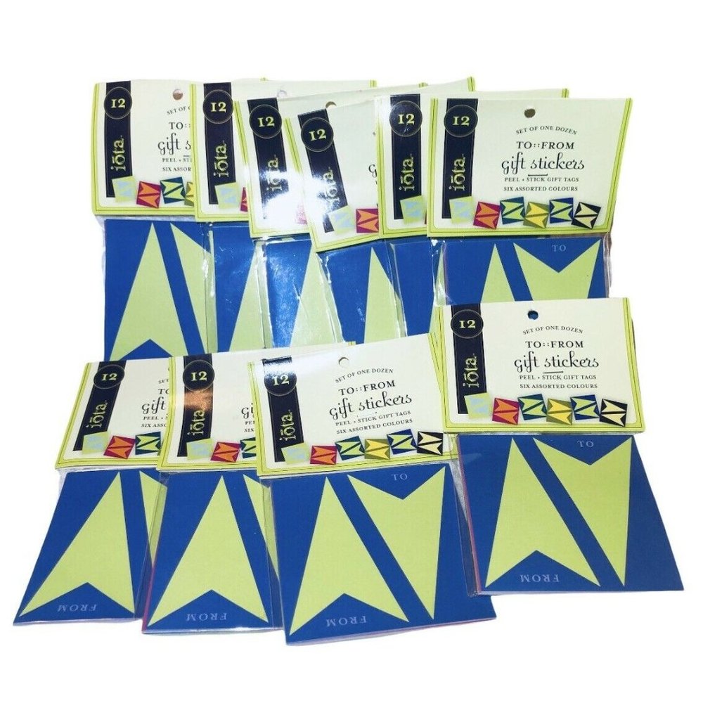 Bundle of 10 packs of Gift Present #12/pk Stickers Tags Assorted‎ Colors NEW